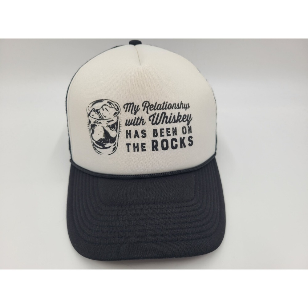 My Relationship With Whiskey Has Been On The Rocks Mesh Trucker Snapback Hat Cap